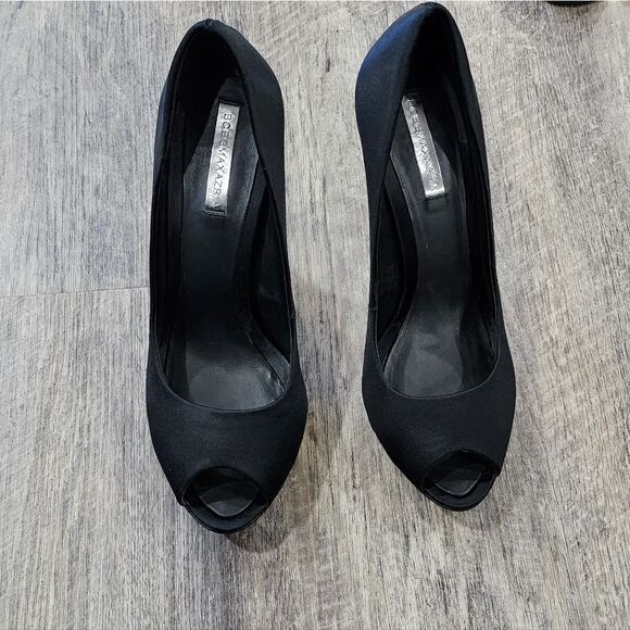 🐢 BCBGMaxazria Dalton Satin Peep-Toe Pump Size 10 4.5" Heel - Picture 8 of 12